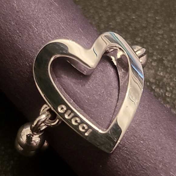 Gucci Logo Sterling Silver Open Heart Ring BRAND NEW WITH ALL PACKAGING INCLUDED - Picture 4 of 13
